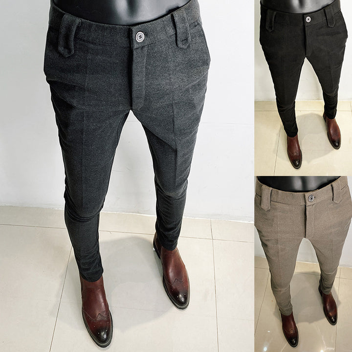 Men's tailored suit trousers made of stretch wool blend with crease Mune Fashion