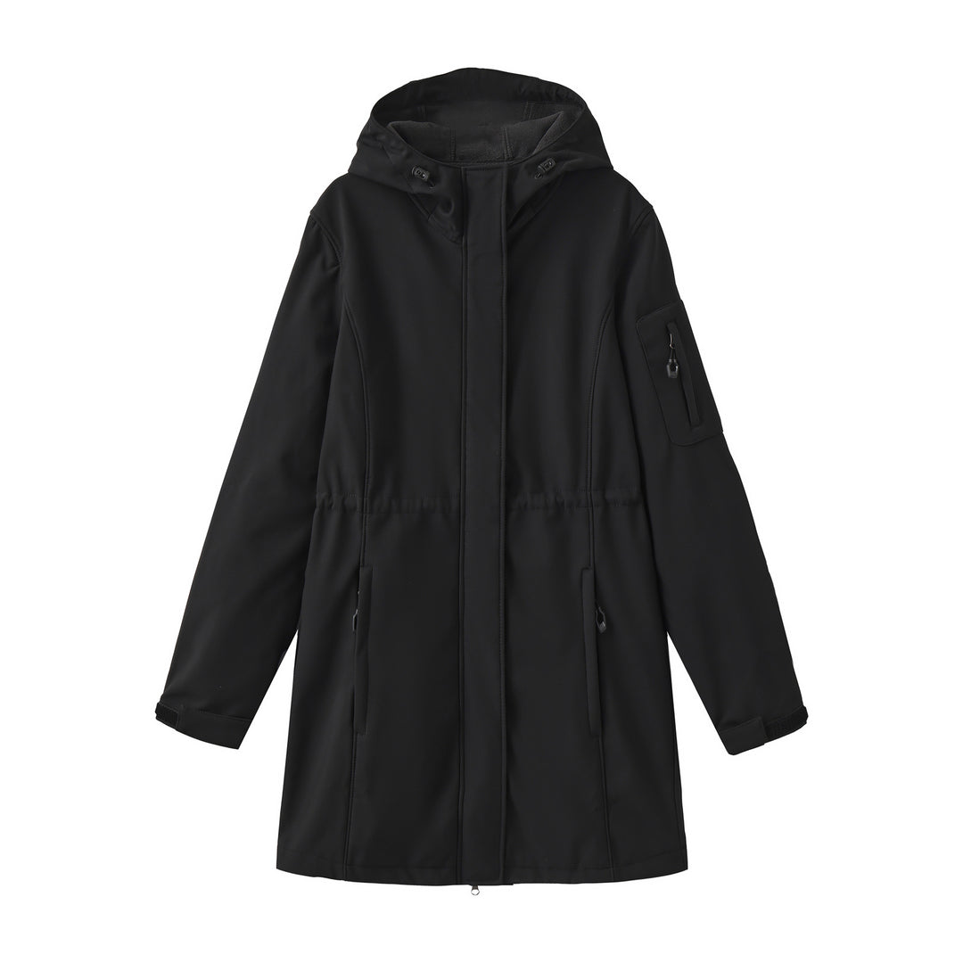 Women's nan functional softshell parka with teddy fleece lining, hood, and waist drawstring Mune Fashion