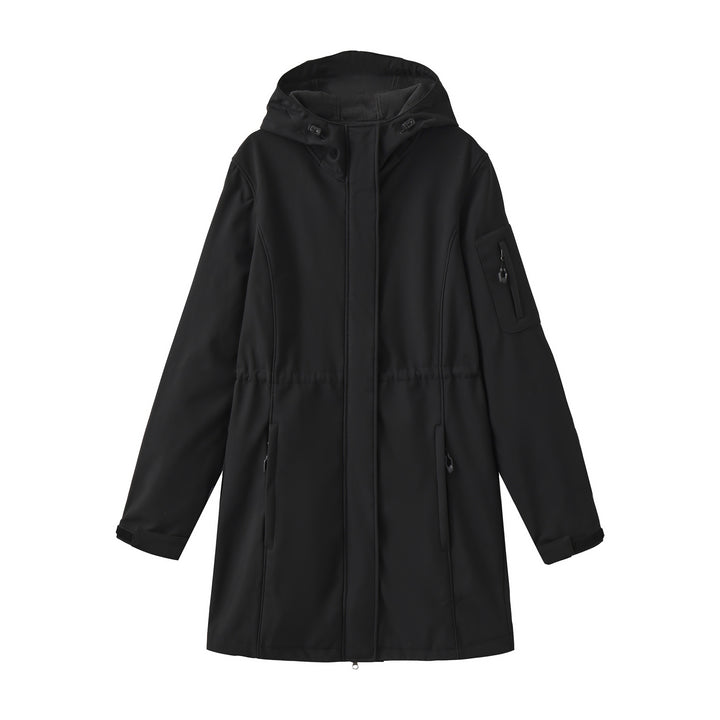 Women's nan functional softshell parka with teddy fleece lining, hood, and waist drawstring Mune Fashion