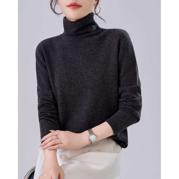Women Lightweight Cashmere-Mix Turtleneck Sweater with Fine Soft Finish and Slim Silhouette Mune Fashion