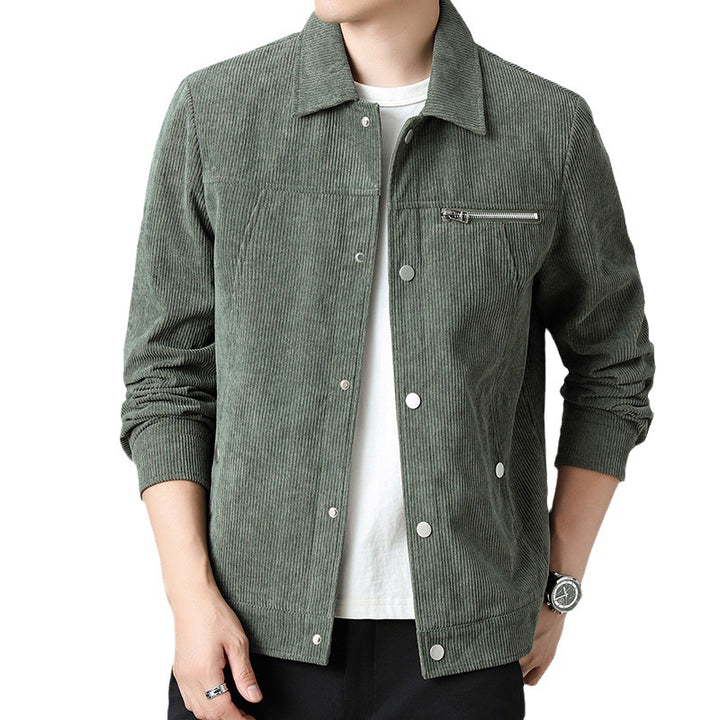 Men's cord overshirt made of wide corduroy with snap button front and zipper chest pocket Mune Fashion