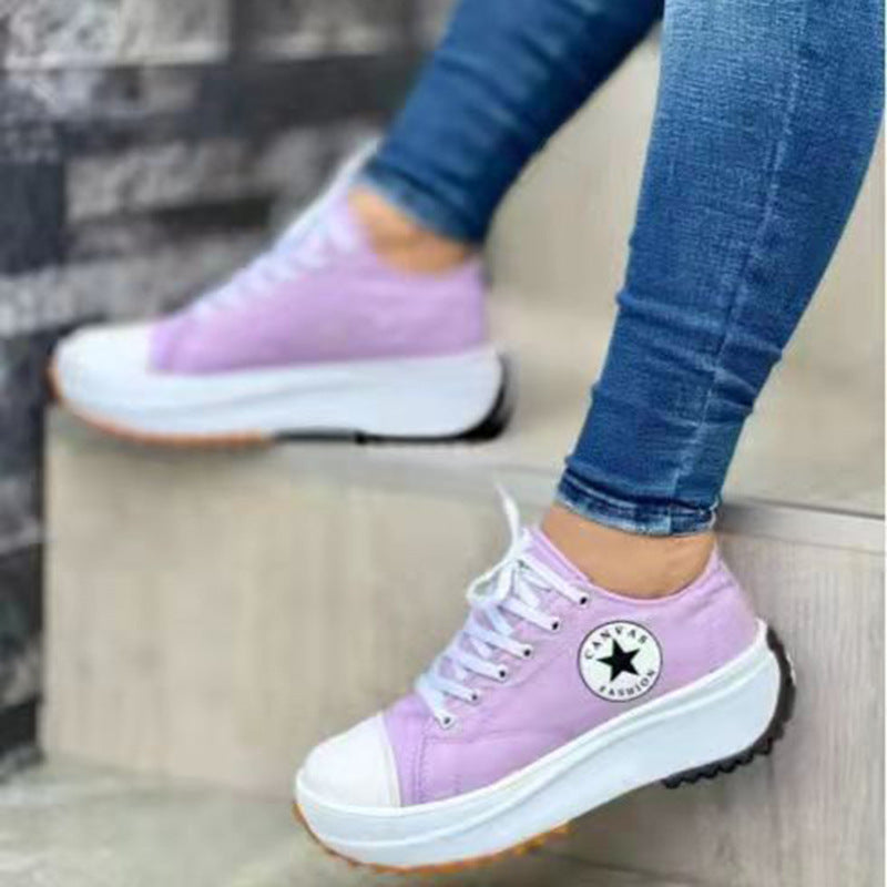 Women’s Canvas Platform Sneakers with serrated profile sole Mune Fashion