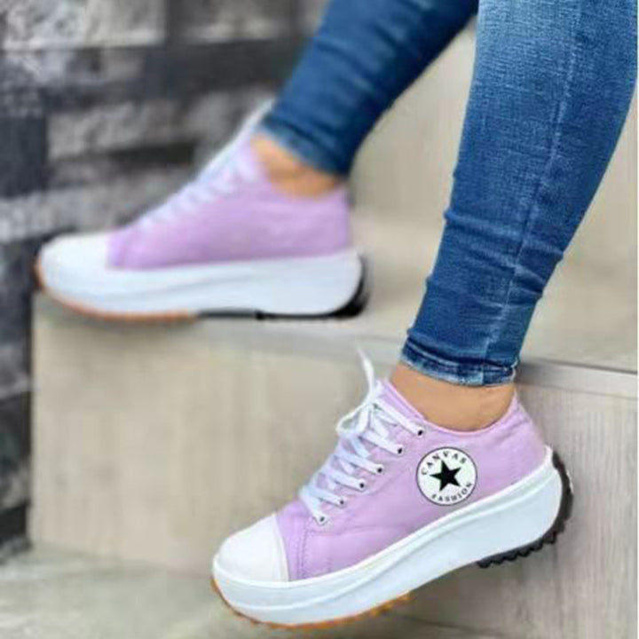 Women’s Canvas Platform Sneakers with serrated profile sole Mune Fashion