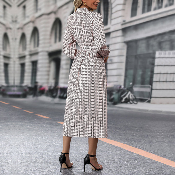Women Long Sleeve Dress with Belt Detail Mune Fashion
