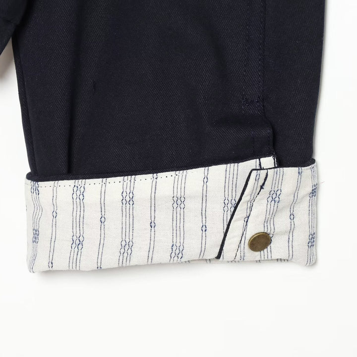 Women's Cropped Boxy Field Jacket with Stand-Up Collar, Patch Pockets and Golden Details Mune Fashion