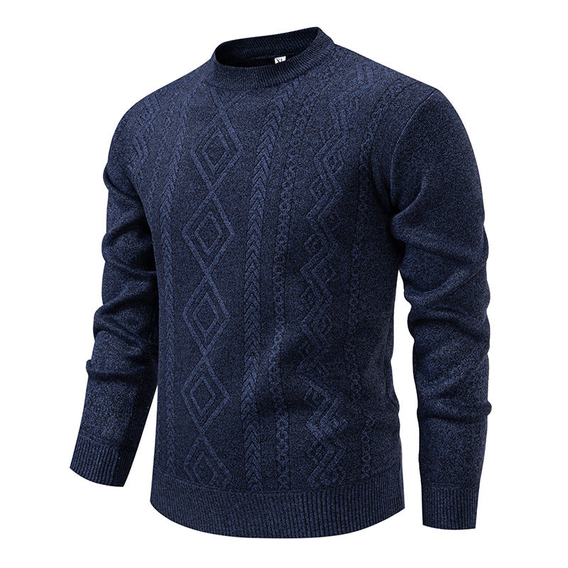 Men's knitted round neck sweater with diamond pattern and fine textured knit Mune Fashion