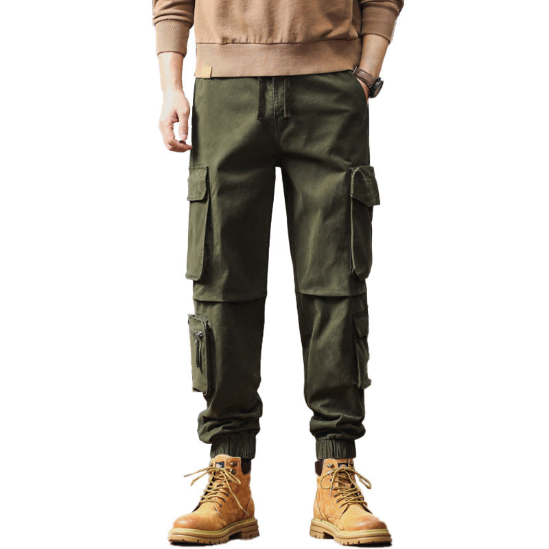 Men's Technical Cargo Jogger Pants with Drawstring Waist, Multi-Function Pockets and Elastic Cuffs Mune Fashion