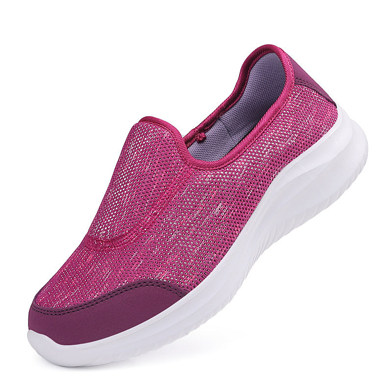 Women's elegant slip-on sneakers with elastic decorative straps, breathable knit construction and cushioned comfort sole Mune Fashion