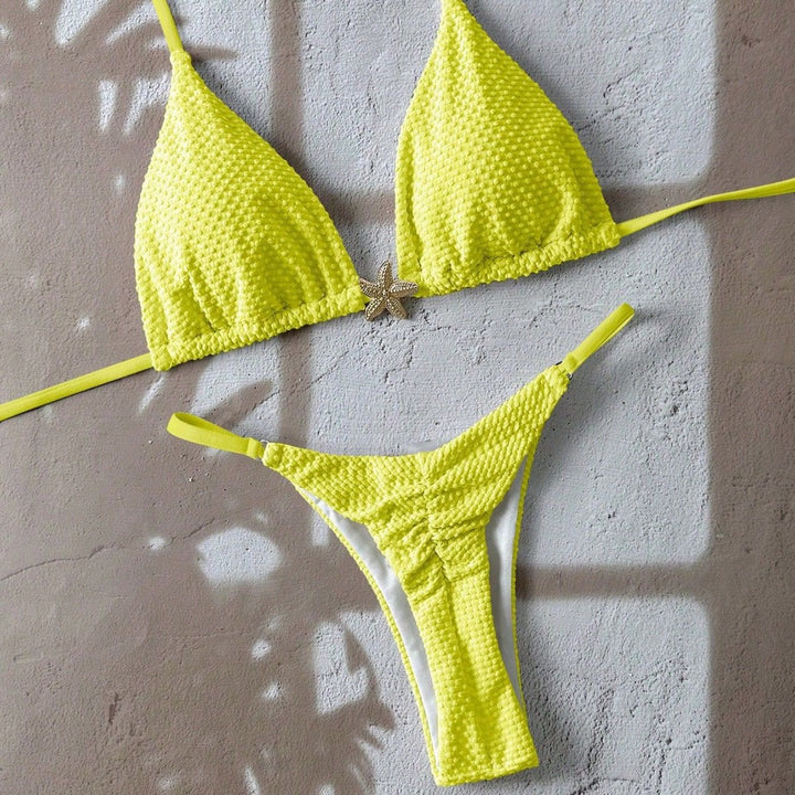 Women's triangle bikini with textured fabric and maritime details Mune Fashion