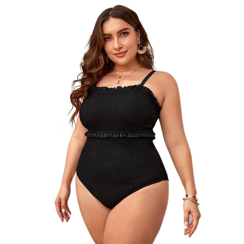 Women's one-piece swimsuit with elegant ruffle design and figure-shaping fabric Mune Fashion