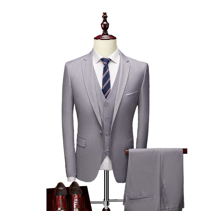 Men's Three-Piece Slim-Fit Business Suit with Vest and Slim Silhouette Mune Fashion