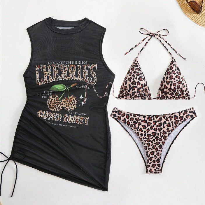 Damen Badeanzug mit modischem T-Shirt und Leopardenmuster Echo Archiv