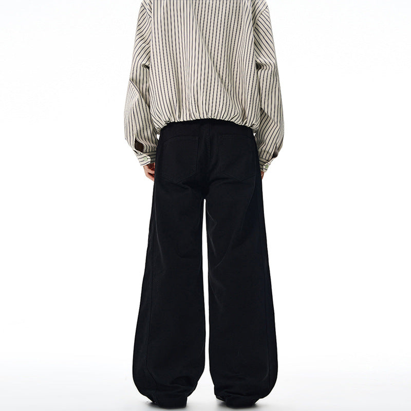 Men's Wide High-Waist Denim Pants with Wide Leg and Clean Minimal Design Mune Fashion