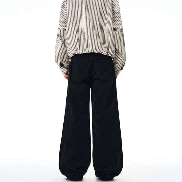 Men's Wide High-Waist Denim Pants with Wide Leg and Clean Minimal Design Mune Fashion
