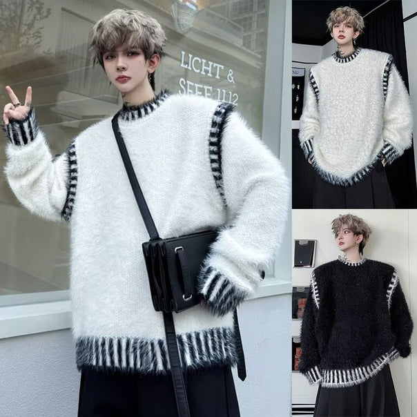 Men's Comfortable Chunky Knit Sweater with Round Neck