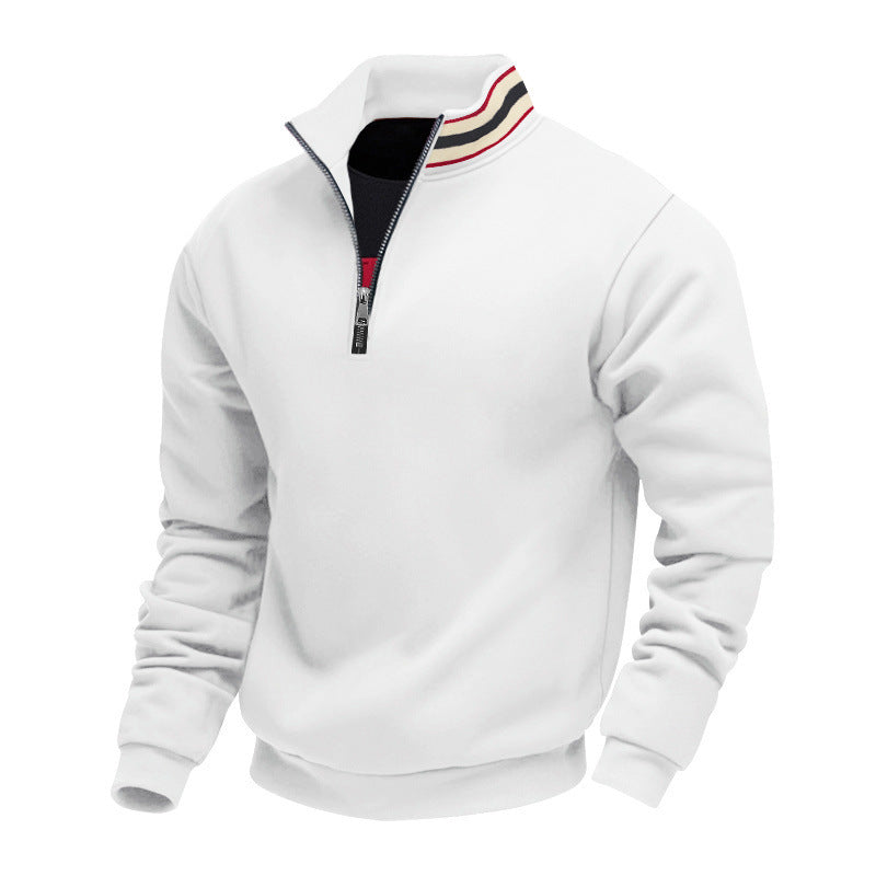 Men's half-zip sweatshirt with sporty ring collar and soft fleece inner lining Mune Fashion