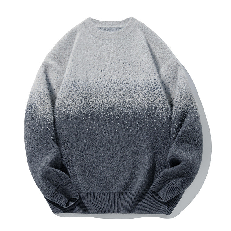 Unisex Soft Oversize Knit Sweater with Dip-Dye Gradient, Boucle Structure and Ribbed Hem Mune Fashion