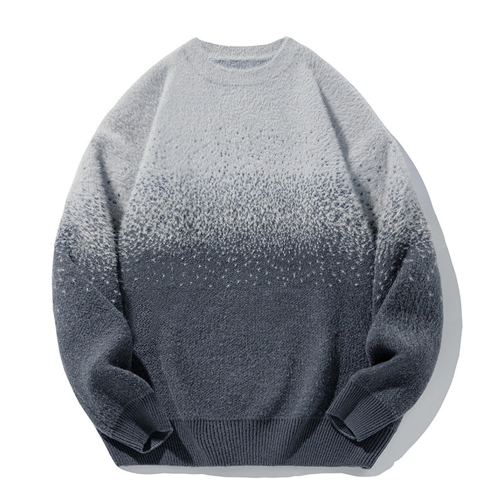 Unisex Soft Oversize Knit Sweater with Dip-Dye Gradient, Boucle Structure and Ribbed Hem Mune Fashion