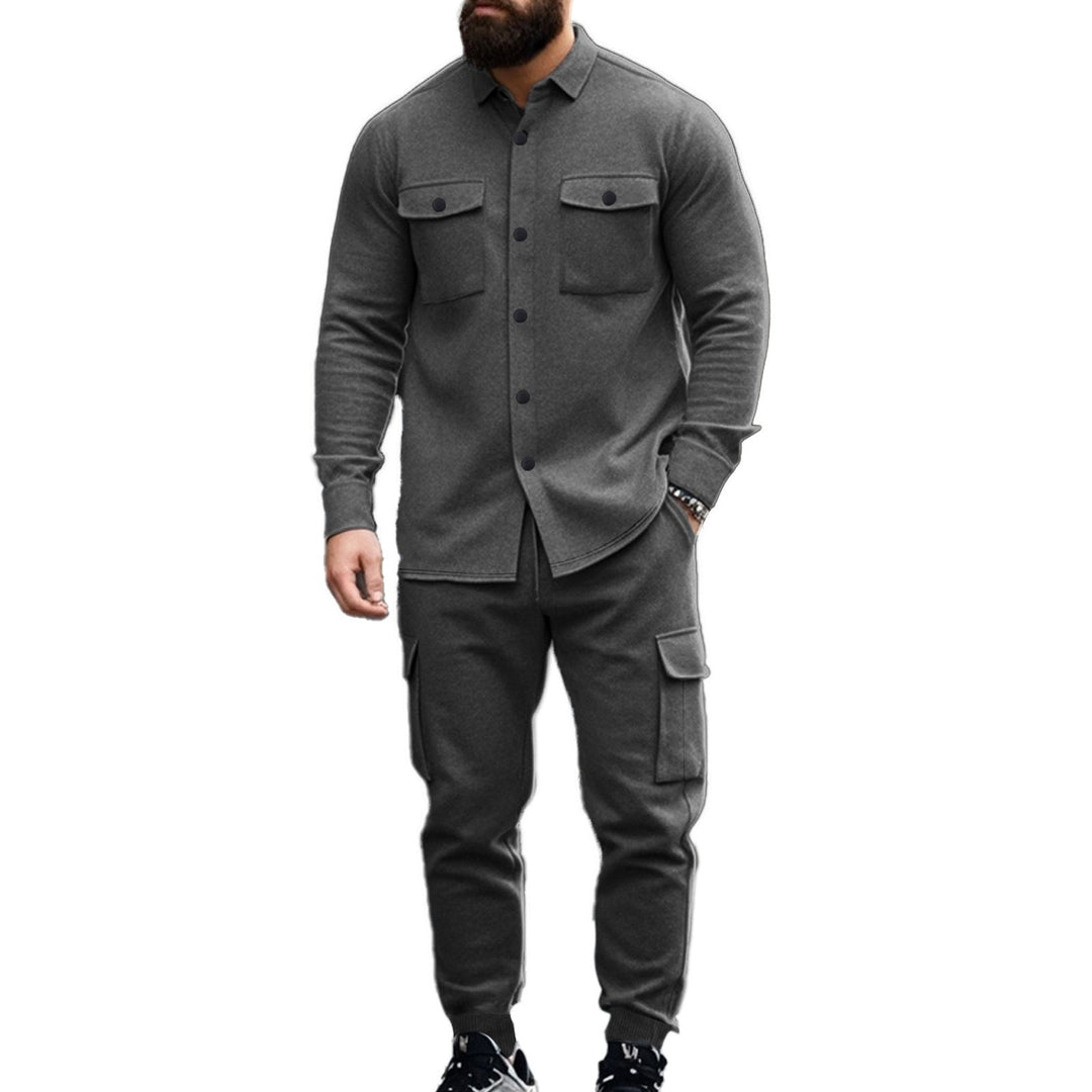Men's Cargo Set with Casual Shirt and Elastic Pants Mune