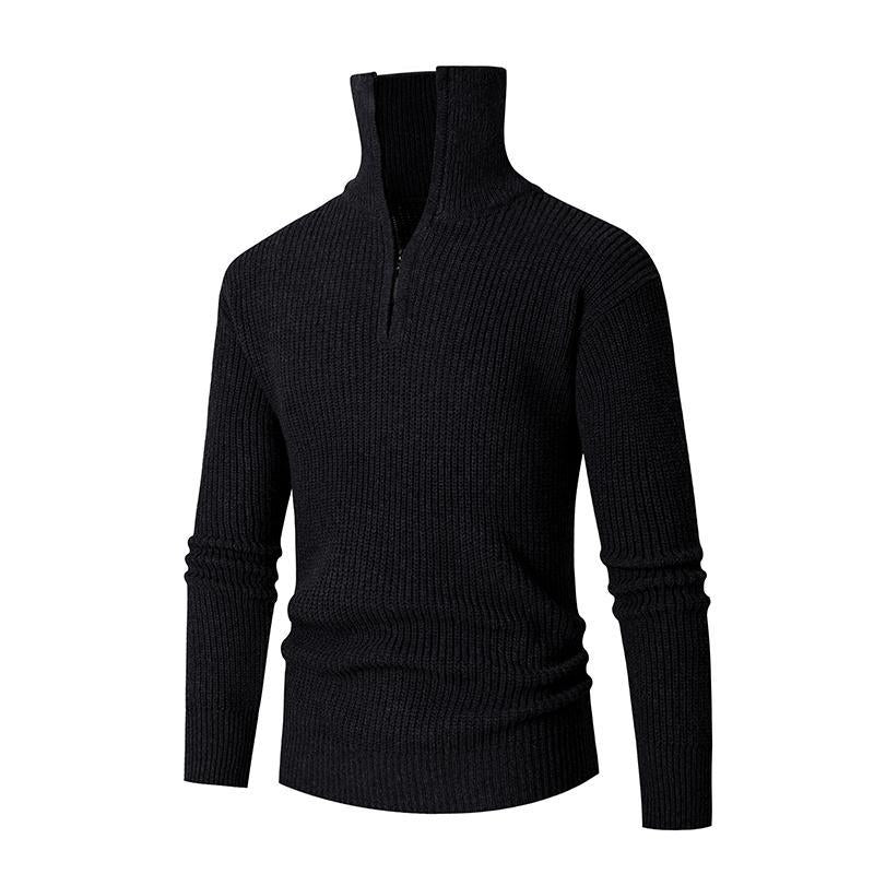 Men's structured half-zip sweater with high collar, robust rib structure and elastic cuffs Mune Fashion