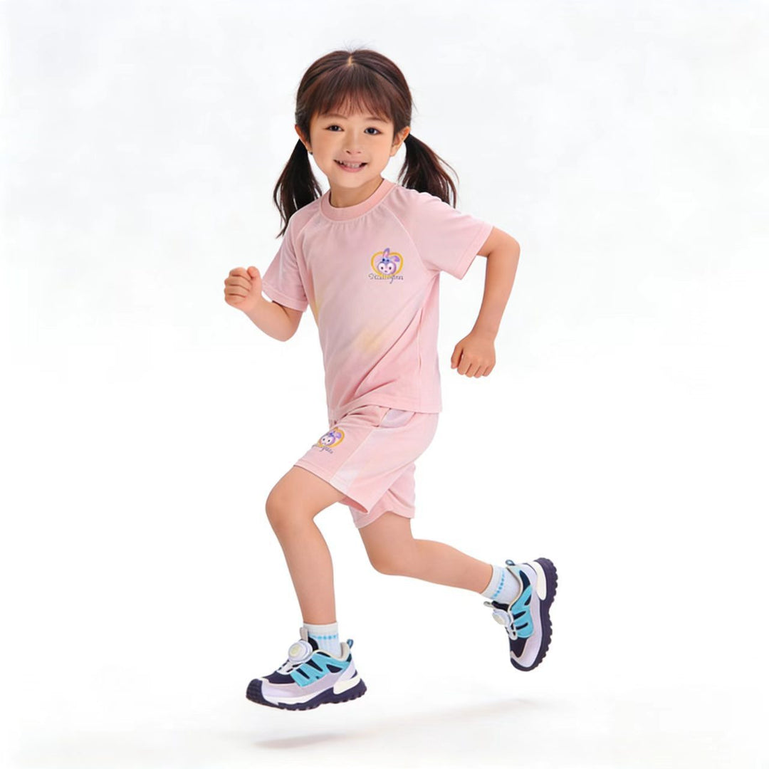 Women's breathable children's sports set with short-sleeve shirt and elastic waistband shorts Mune Fashion
