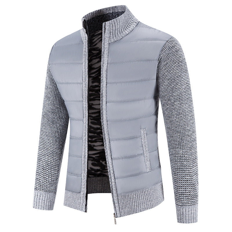 Men's nan Hybrid Knit Padded Jacket with Padded Front, Ergonomic Knit Sleeves and High Stand-Up Collar Mune Fashion