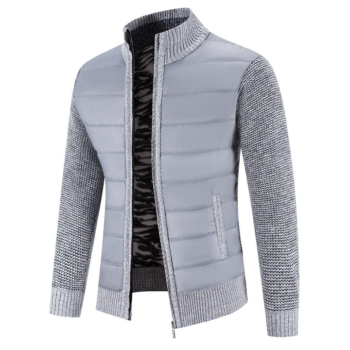 Men's nan Hybrid Knit Padded Jacket with Padded Front, Ergonomic Knit Sleeves and High Stand-Up Collar Mune Fashion