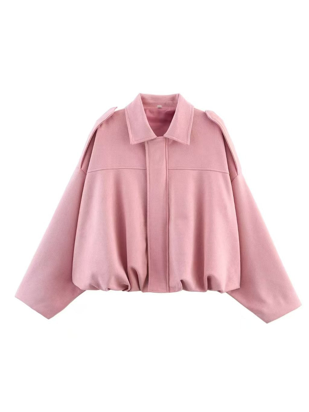 Women Cropped Boxy Transition Jacket in Suede Look with Epaulettes Mune Fashion
