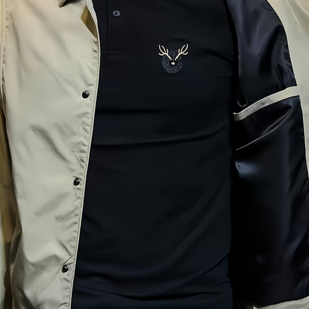 Men's Lightweight Coach Jacket with Snap Button Placket, Shirt Collar & Wind-Resistant Microfiber Mune Fashion