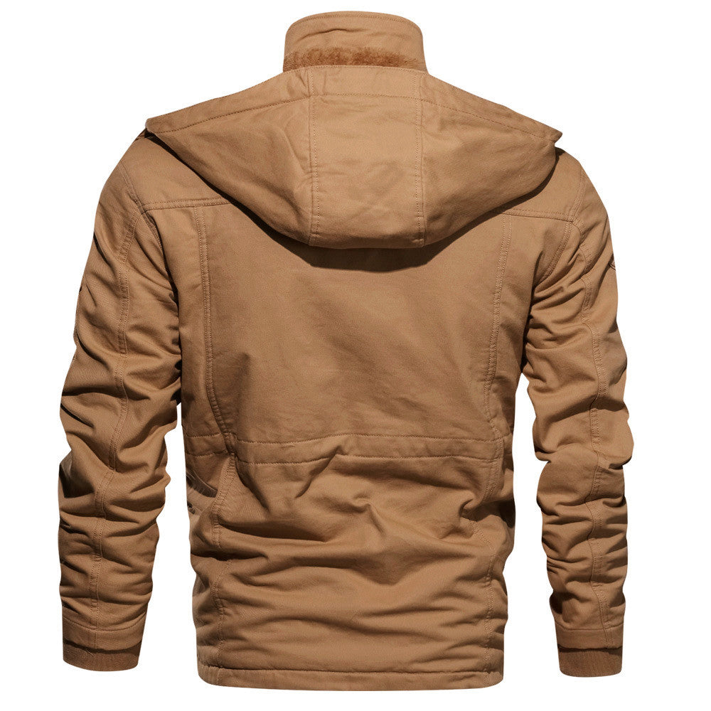 Men's canvas field jacket with teddy lining, hood and multifunction pockets Mune Fashion