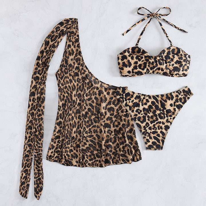 Women's bikini set with asymmetric top and animal print Mune Fashion