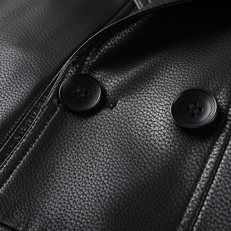 Men's Modern Faux Leather Trench Coat Mune Fashion
