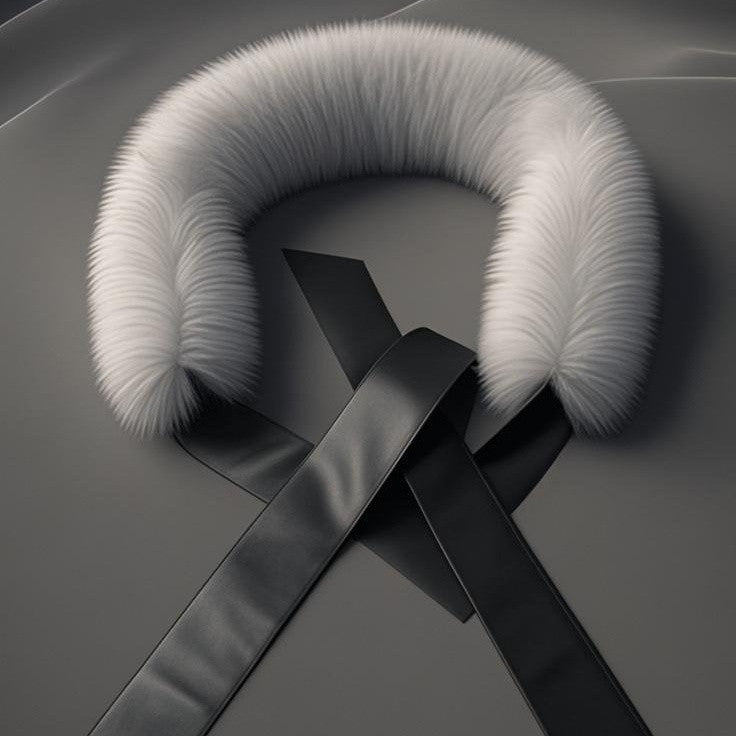 Women Removable Faux Fur Collar with Faux Leather Ties Mune Fashion