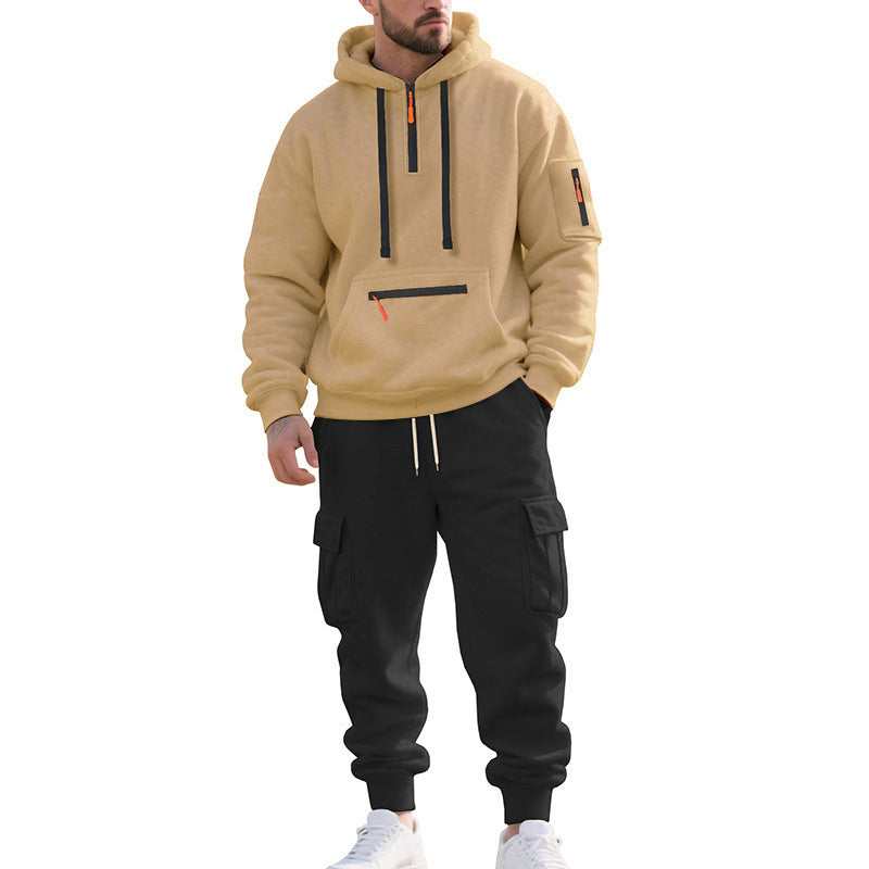 Men's Two-Piece Performance Tracksuit with Hooded Hoodie, Water-Repellent Zippers and Cargo Jogger Mune Fashion