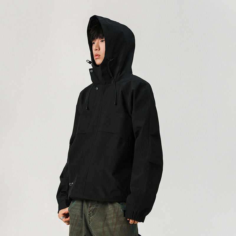 Men's technical hooded softshell jacket with high collar and adjustable hem Mune Fashion