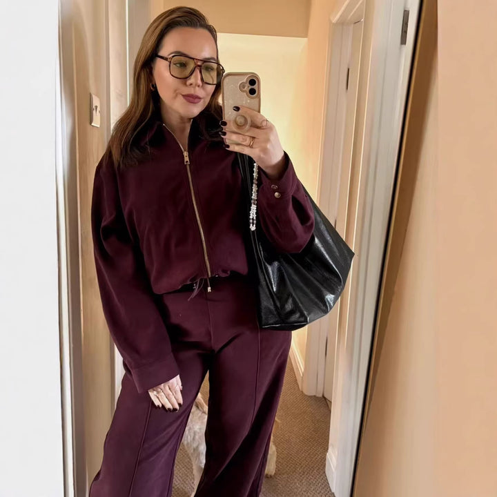 Women's Short Cut Suede-Look Bomber Jacket with Zipper Mune Fashion