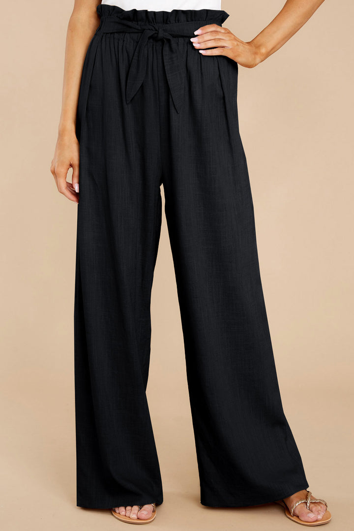 Women's linen pants with paperbag waistband and wide leg Mune Fashion