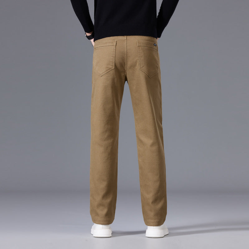 Men's straight-cut cotton chino pants with comfort waistband and side pockets Mune Fashion