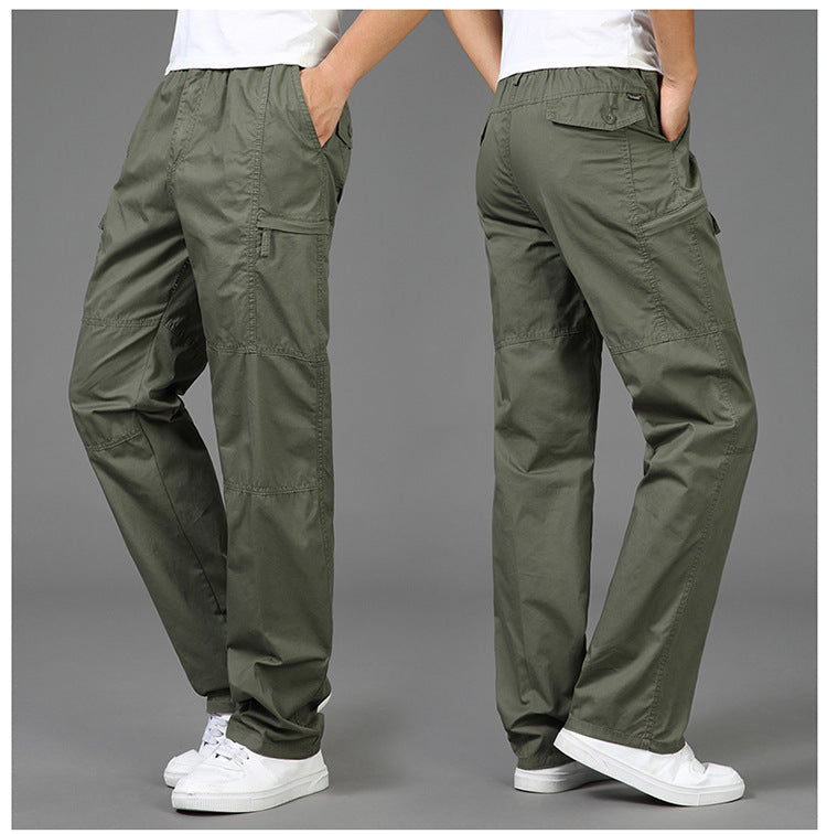Women’s loose cargo pants with elastic waistband, multiple pockets and knee darts Mune Fashion