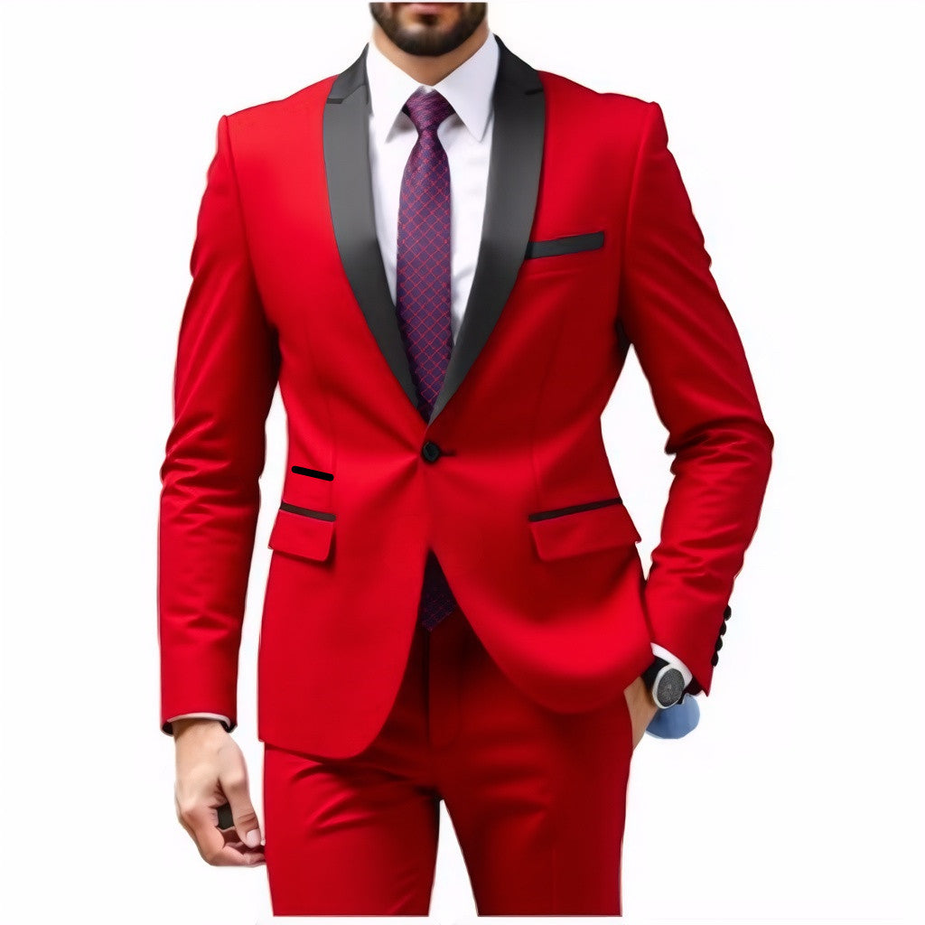 Men's Slim Fit Tuxedo with Shawl Collar and One-Button Jacket Mune Fashion