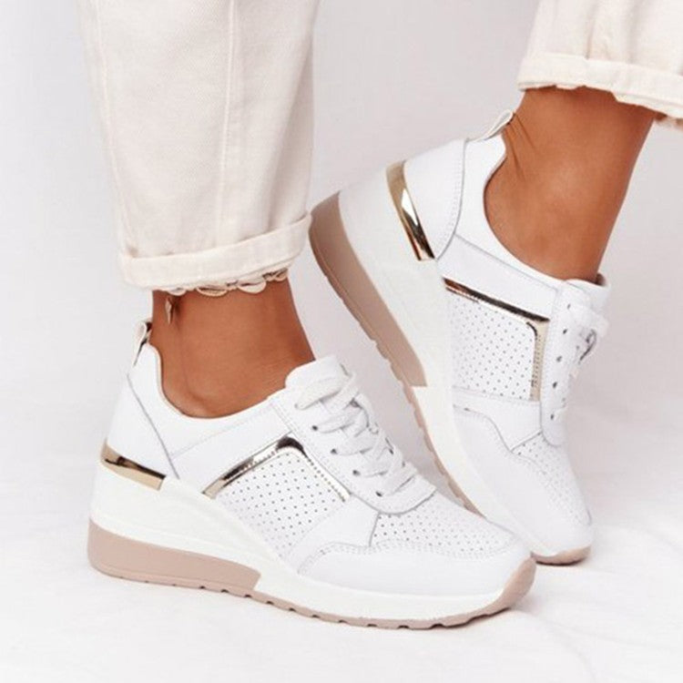 Women’s wedge sneakers with perforated upper material and metallic accent Mune Fashion