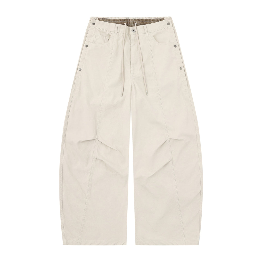 Women's Wide Culotte Trousers with Elastic Drawstring Waistband and Cargo Details Mune Fashion