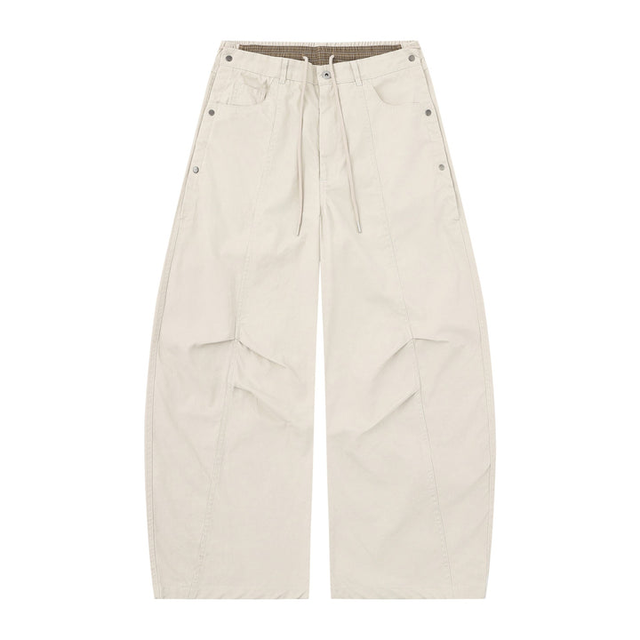 Women's Wide Culotte Trousers with Elastic Drawstring Waistband and Cargo Details Mune Fashion