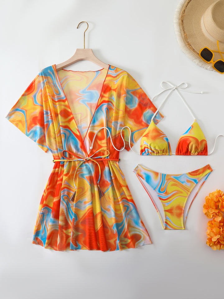 Ladies Bikini set with matching wrap dress Mune Fashion