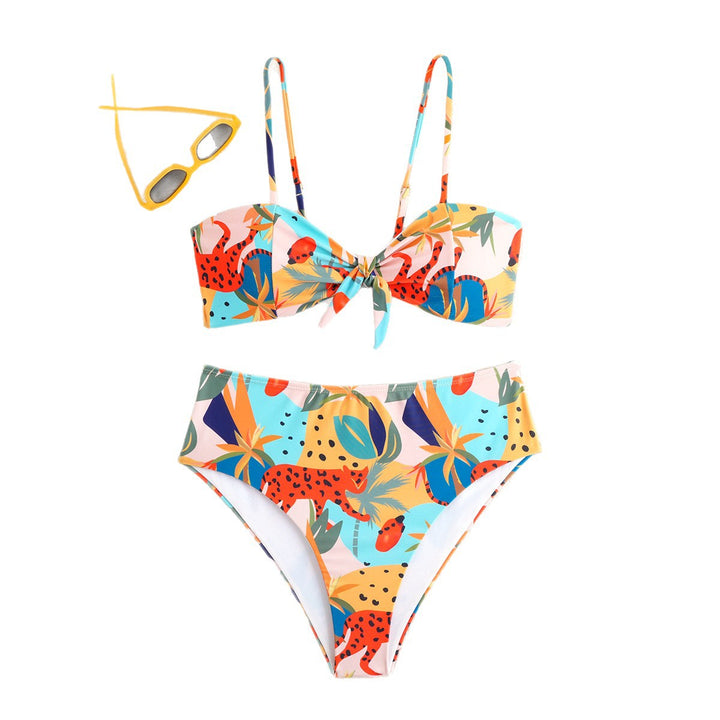 Women's High-Waisted Bikini Set with Playful Floral Patterns Mune Fashion