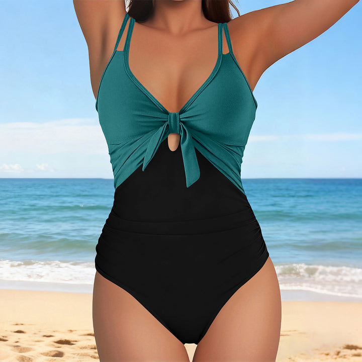 Women's one-piece swimsuit with fashionable knot design and figure-flattering cut Mune Fashion