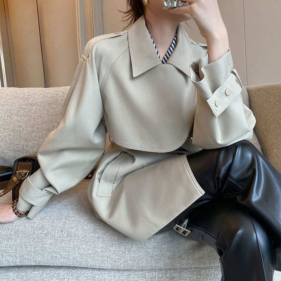 Women Modern Trench Coat with Waist Belt Mune Fashion