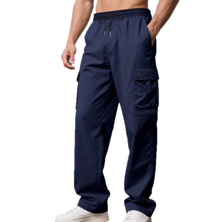 Men's lightweight cargo leisure pants with elastic drawstring waistband, straight leg, and functional flap pockets Mune Fashion
