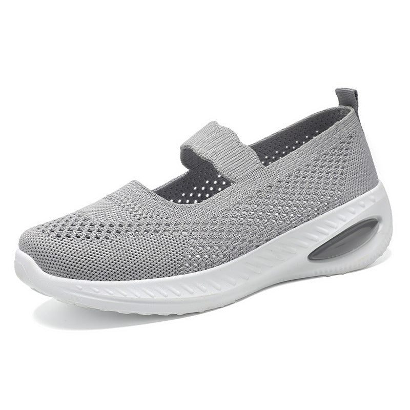 Women's knitted Mary-Jane comfort sneaker with elastic strap and visible air-cushion midsole Mune Fashion