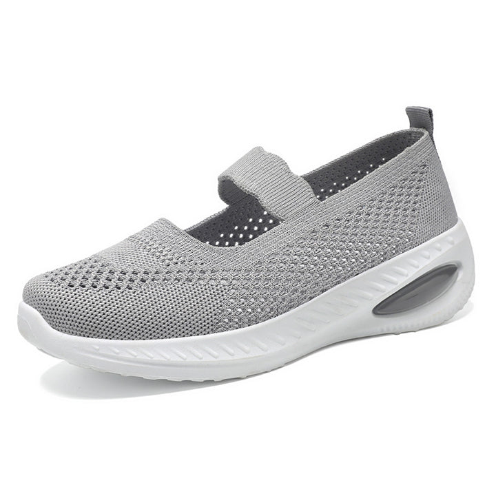 Women's knitted Mary-Jane comfort sneaker with elastic strap and visible air-cushion midsole Mune Fashion